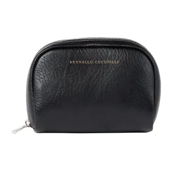 Brunello Cucinelli Grain Calfskin Toiletry Bag Men's Black