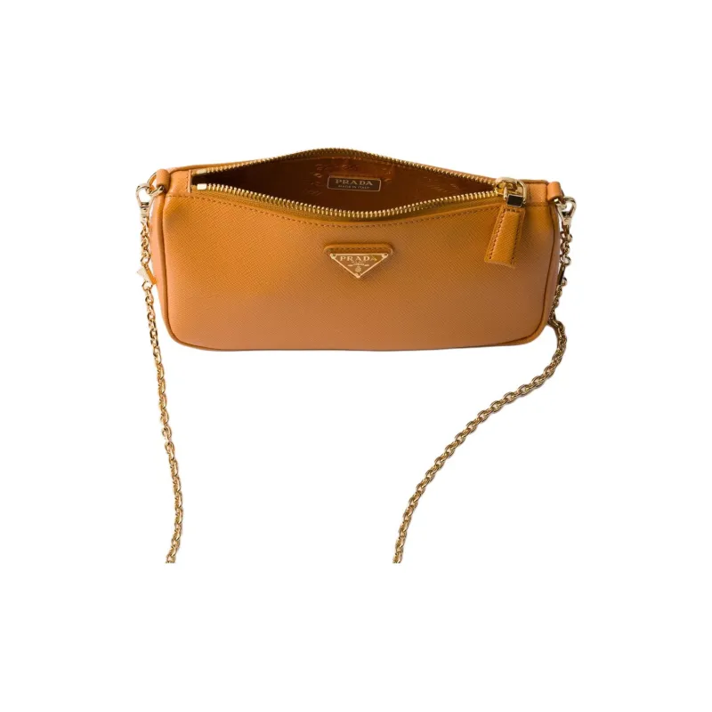 PRADA Saffiano Leather Crossbody Bag Shoulder Bag Mini Women's Amber-3