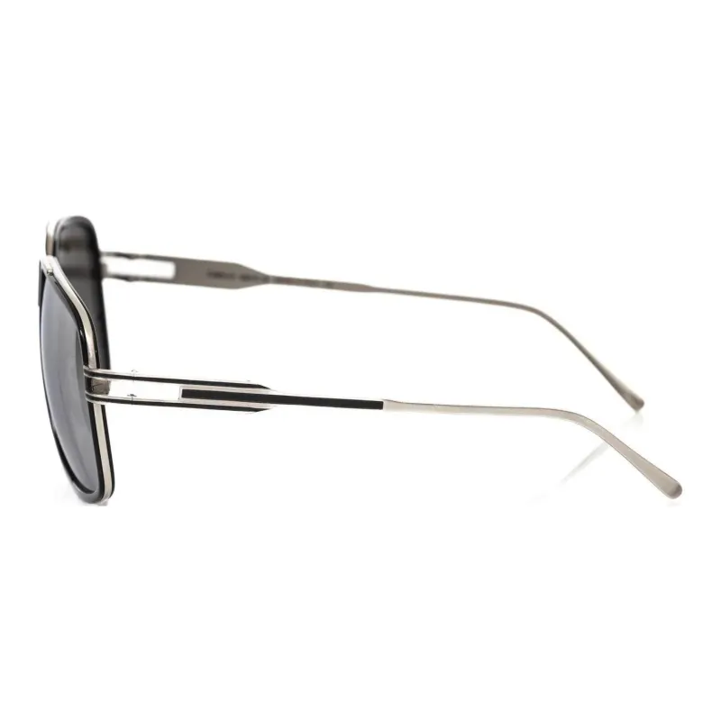 Frankie Morello Metal Irregular Shape Sunglasses Men's Black-2