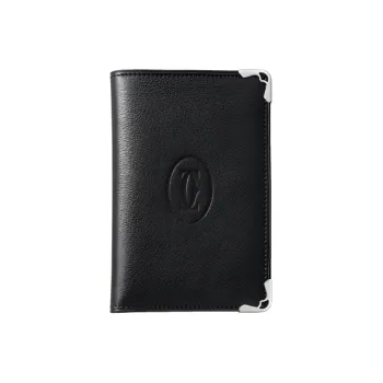 CARTIER Cow Leather Card Holder Women's Black