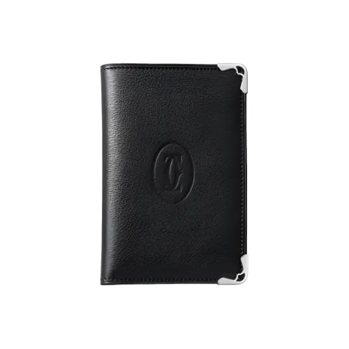 CARTIER Cow Leather Card Holder Women's Black