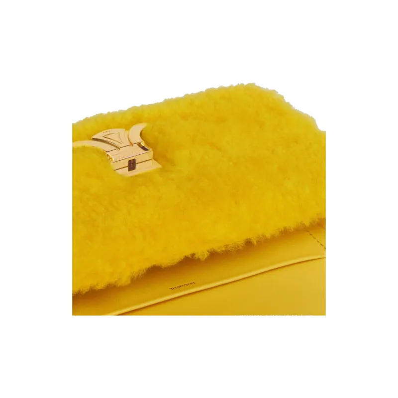 CELINE Triumph Gate Triomphe Wool Shoulder Bag Women's Yellow-3