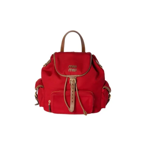 MIU MIU Cotton Backpack Regular Women's Red & Brandy
