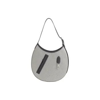 HERMES Arcon Canvas With Swift Calfskin Crescent Bag, Handbag, Shoulder Bag Women's Light Beige & Slate Gray