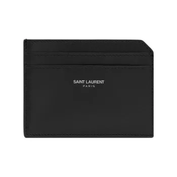 SAINT LAURENT PARIS Calfskin Card Holder Card Holder Men's Black