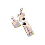 Rainbow Sparkling Rhinestone Purple Floral Finger Rings