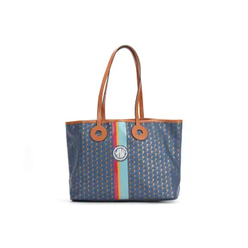 Moynat Canvas Shoulder Bag Unisex Blue, Bronze