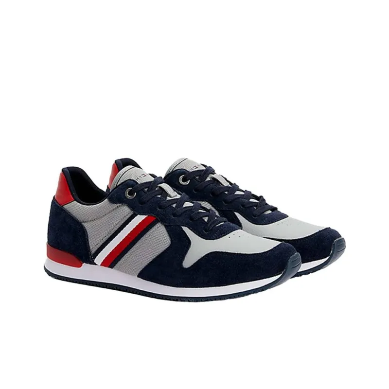 Tommy Hilfiger Iconic Runner Mi Slip-Resistant Low-Top Casual Shoes Men's Gray Blue Red-2