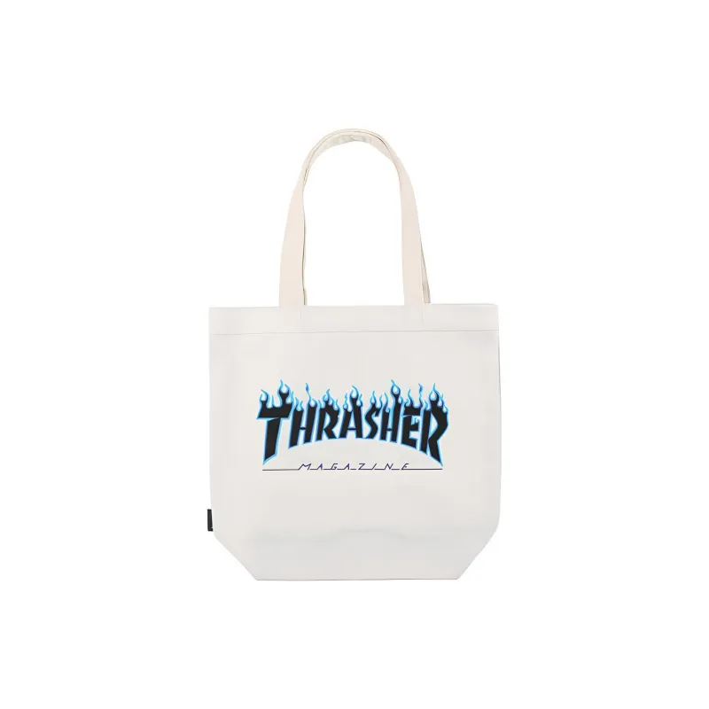 Thrasher Cotton Tote Bag Shoulder Bag Unisex White Purple-0