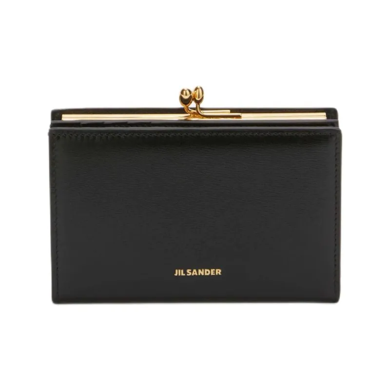 JIL SANDER Goji Calfskin Wallet Small Size Women's Black-0