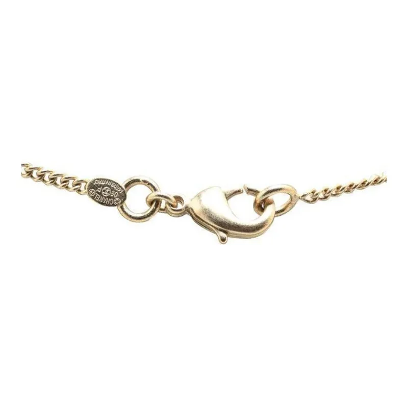CHANEL 2006 Gold Plated Camellia Pendant Necklace Costume Necklace-2
