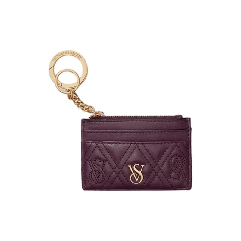 Victoria's Secret PU Card Holder Women's Dark Purple Red-0