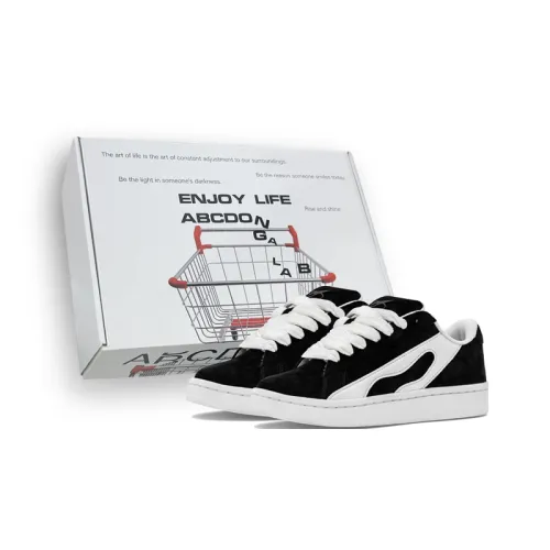 ABCDONGA Anti Slip And Wear Resistant Breathable Low Top Skateboard Shoes Unisex Black White
