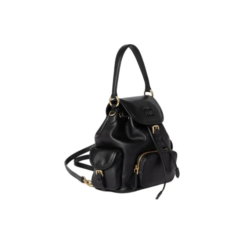 MIU MIU Calfskin Backpack Unisex Black-1