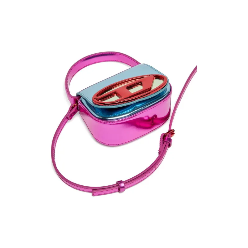DIESEL Leather Shoulder Bag, Crossbody Bag, Handbag Extra Small Women's Blue & Red-3