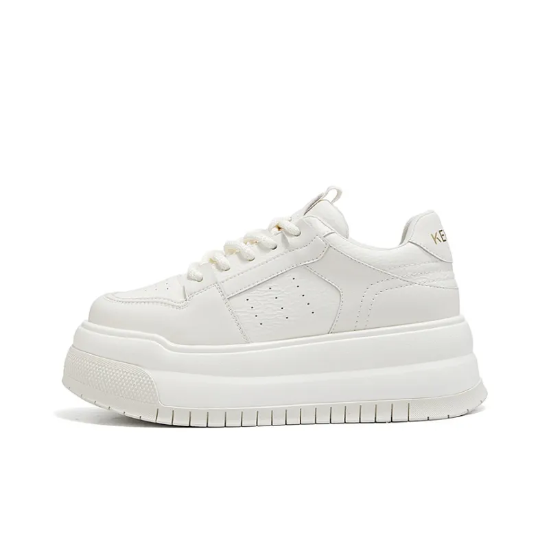 KEKAFU Anti-Slip And Wear-Resistant Height Increasing Low-Top Casual Shoes Women's Beige-0