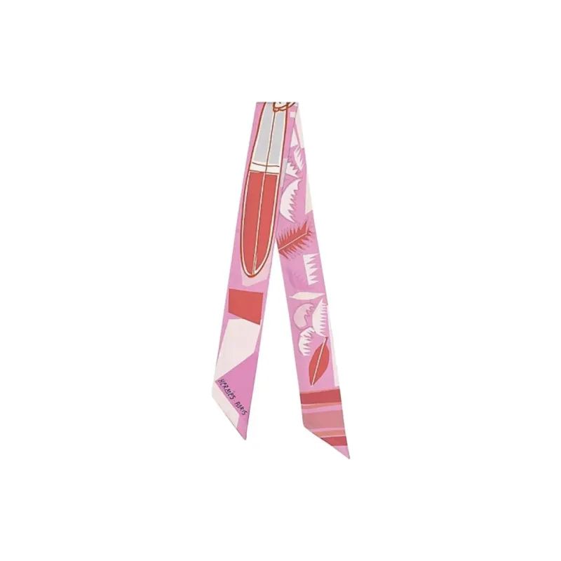 HERMES Silk Twill Silk Scarves Unisex Pink-0