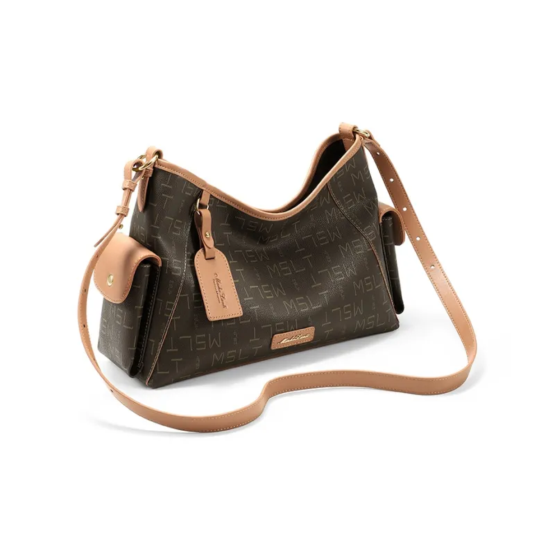 MashaLanti PVC And Synthetic Leather Shoulder Bag Crossbody Bag Shoulder Bag Women's Coffee With Tea-1