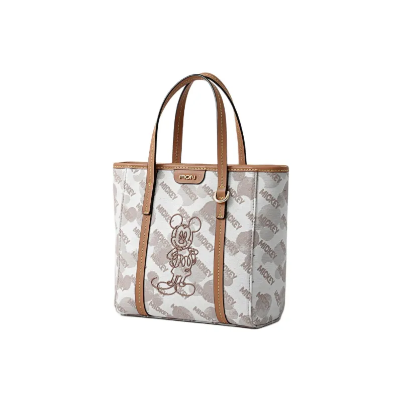 FION Disney Clever Brocade Series Fabric Shoulder Bag, Crossbody Bag, Handbag Medium Size Women's White Camel-1