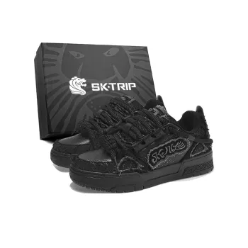 SK.TRIP Wear Resistant Breathable Height Increasing Low Top Skateboard Shoes Unisex Phantom Night Black