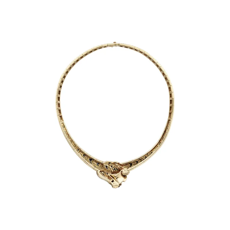 CARTIER 18K Gold Diamond Emerald Onyx Necklaces Unisex Gold-2