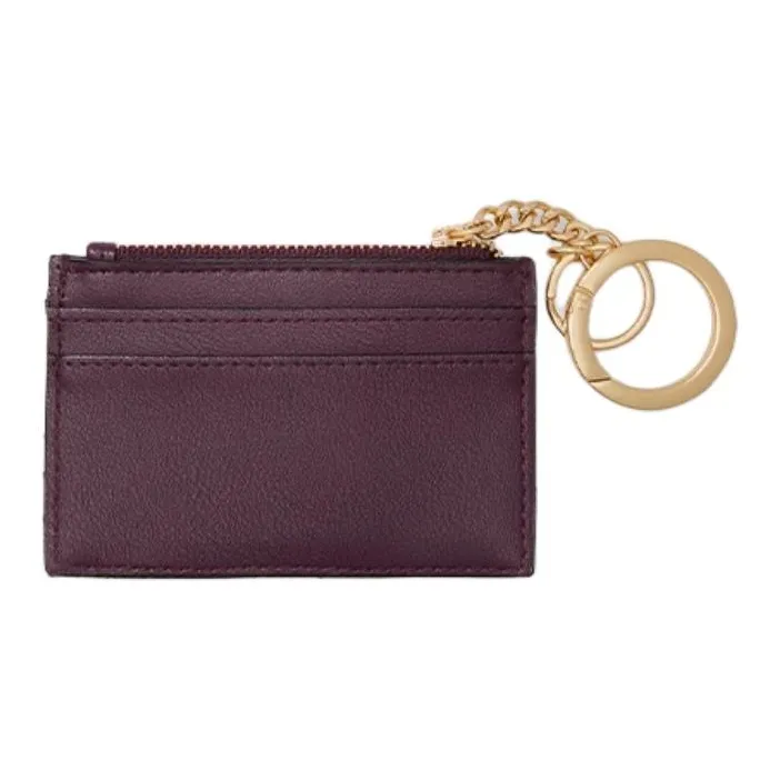 Victoria's Secret PU Card Holder Women's Dark Purple Red-1