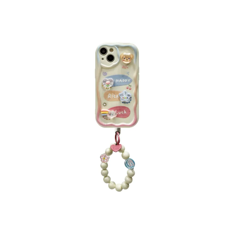 Sopi TPU Material Pink Blue Edge Text Chain Phone Cases Compatible With IPhone 15 Pro Max/Apple 13/14 Pro Max/12 Series-5