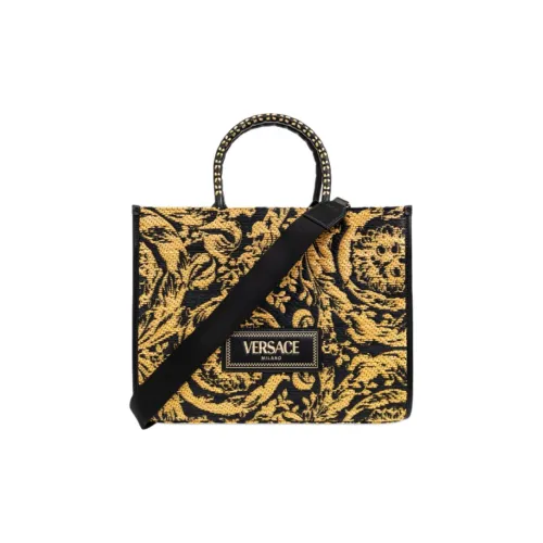 FANSIZHE Raffia Tote Bag Shopping Bag Shoulder Bag Handbag Medium Size Women's Black & Yellow