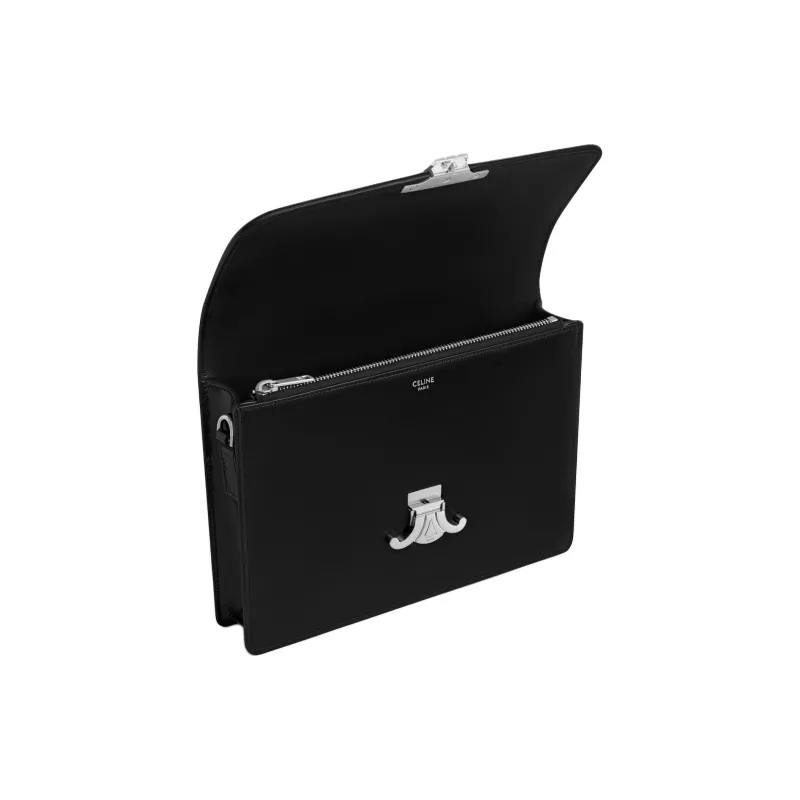 CELINE Triomphe Calfskin One Shoulder Handbags Small Size Men's Black-3
