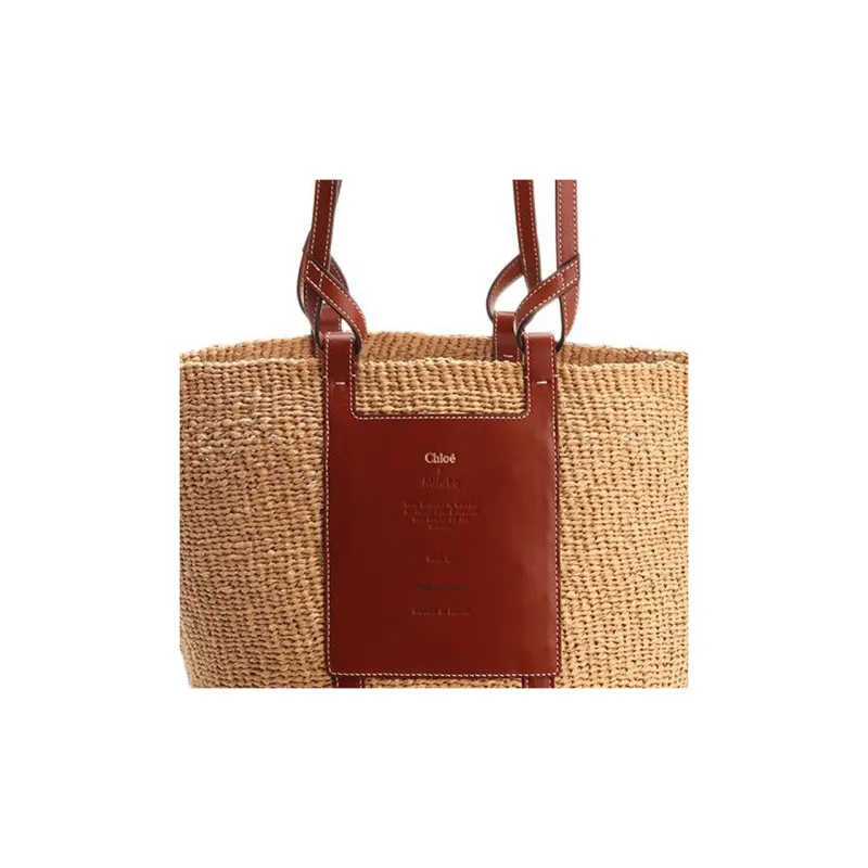 Chloe Fair Trade Paper And Shiny Calfskin Large Basket Shoulder Bag Women's Tan-3
