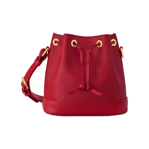 LOUIS VUITTON Canvas With Leather Bucket Bag Handbag Shoulder Bag Crossbody Bag Small Size Women's Red