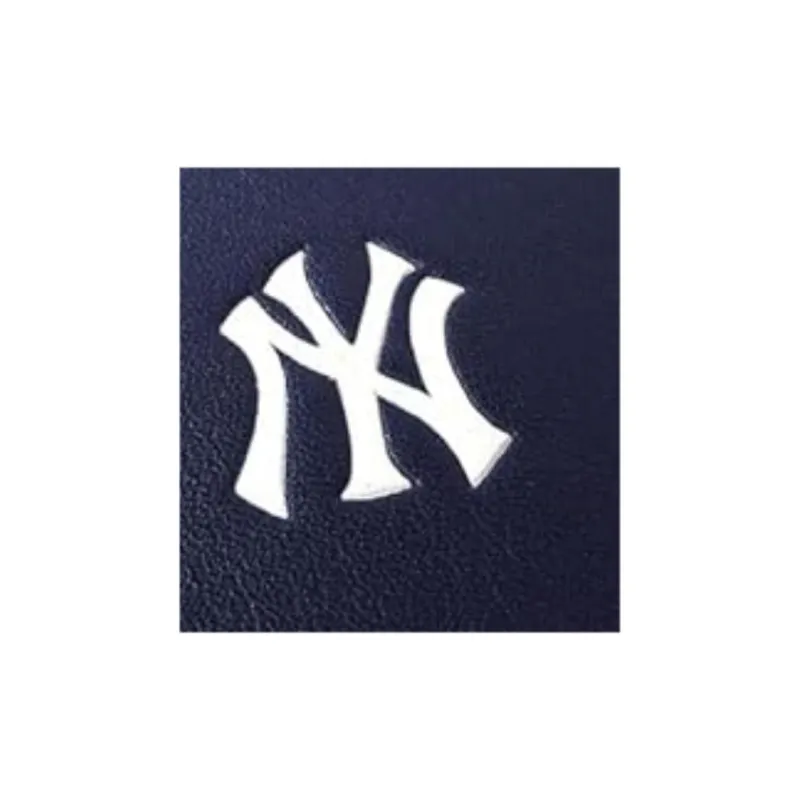 COACH MLB Collaboration Compact Refined Calfskin Cropped Foldable Wallet Mini Men's Dark Blue-4
