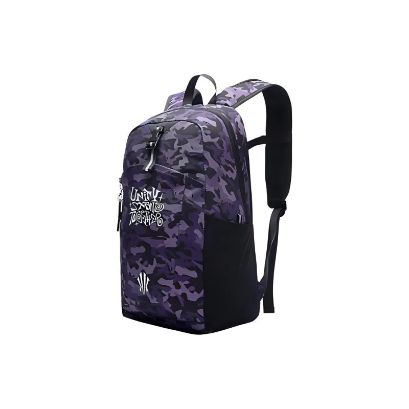 Anta Polyester Backpack Regular Unisex Camouflage Purple-2