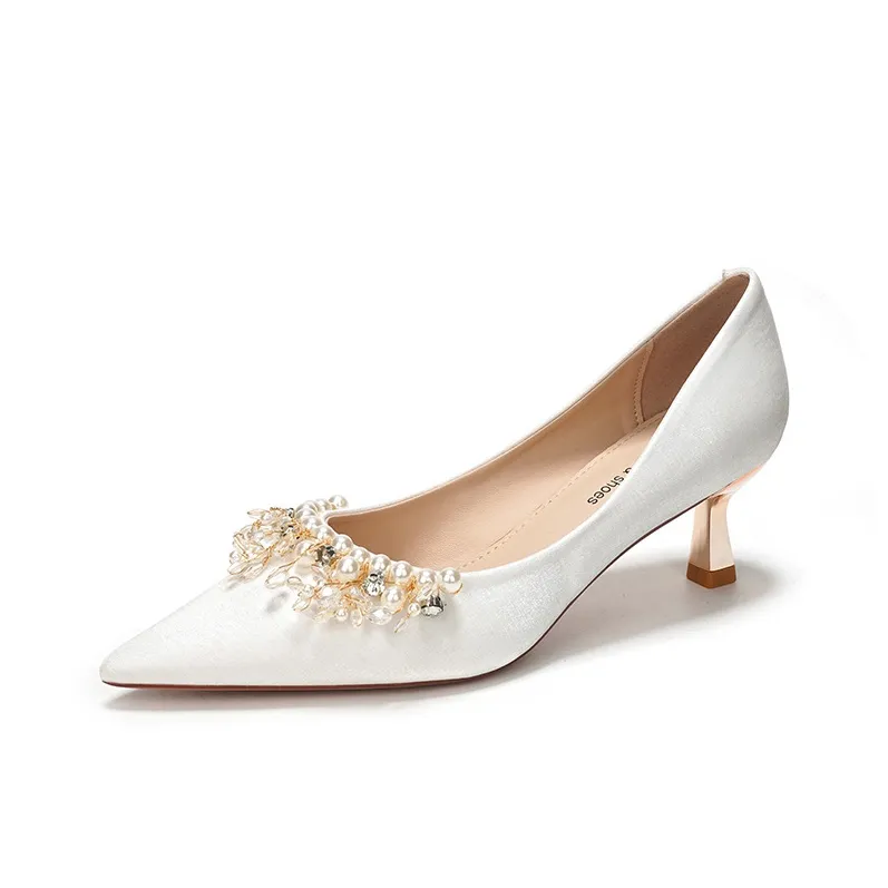 QITUMAUL Slim Heel High Heels Women's White-0