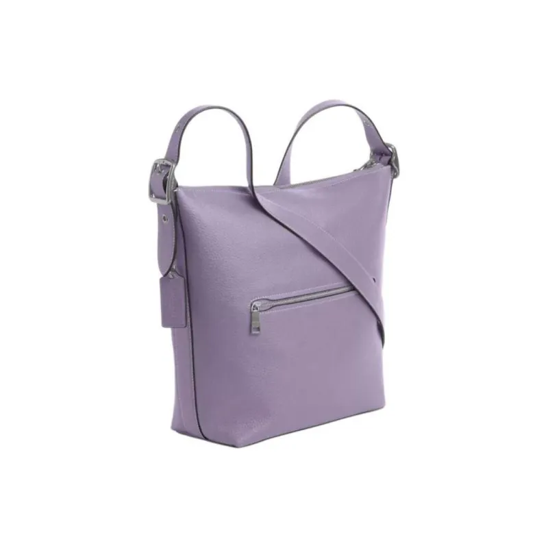 COACH ValeDuffle Leather Bucket Bag, Shoulder Bag, Crossbody Bag Medium Size Women's Silver & Light Purple-1