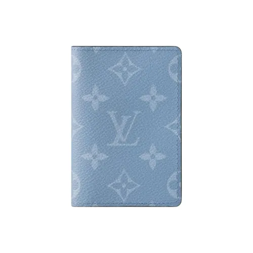 LOUIS VUITTON Pocket Organizer Leather Wallet Men's Sky Blue