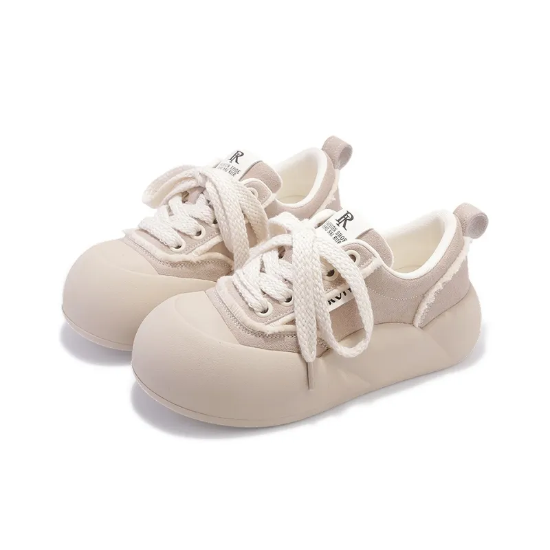 SNXR Slip Resistant Height Increasing Low Top Skateboard Shoes Women's Beige-2