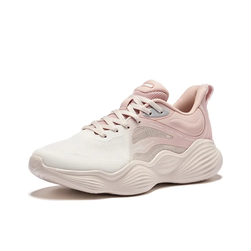 Erke Cushioning Wear-Resistant Low-Top Casual Running Shoes Women's Pink White-2