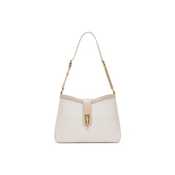 Staccato Fabric Shoulder Bag Tubas Women's Classical Style Ecru