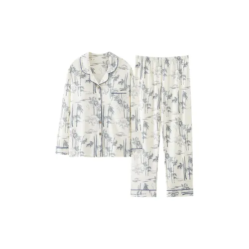 Pretty Lady Pajama Set Women's Bamboo Ink Print