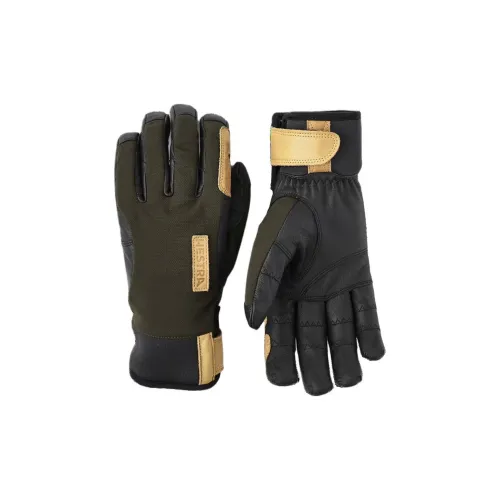 HESTRA Wool Leather Rubber Sports Gloves Unisex Black