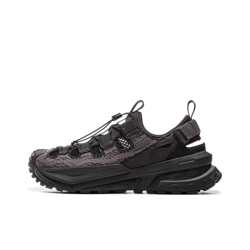 LiNing CF Tracing Non slip Wear resistant Shock Absorption Low Top Trekking Shoes Unisex Black Gray-0