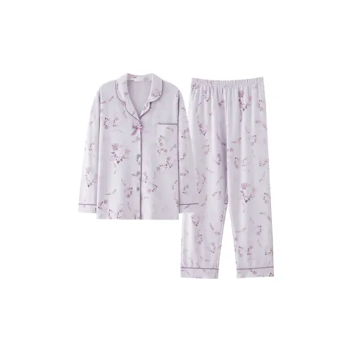 Pretty Lady Pajama Set Women's Gray Purple