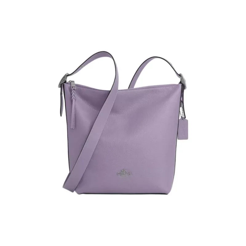 COACH ValeDuffle Leather Bucket Bag, Shoulder Bag, Crossbody Bag Medium Size Women's Silver & Light Purple-0