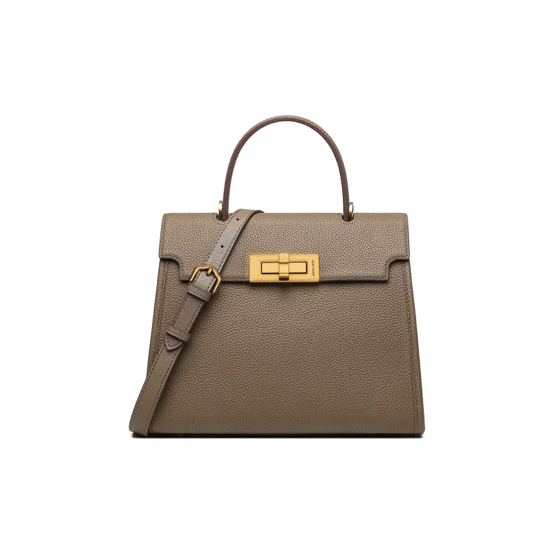 PIERRE CARDIN Top Grain Cow Leather Shoulder Bag, Crossbody Bag, Handbag Regular Women's Elephant Gray/Black-1