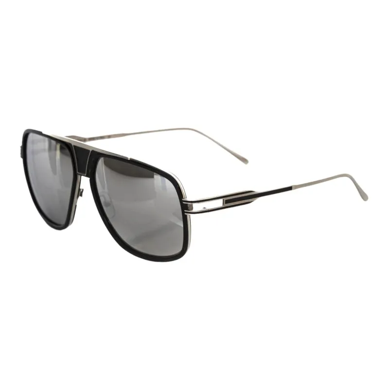 Frankie Morello Metal Irregular Shape Sunglasses Men's Black-0