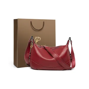 ZOOLER Top Grain Cow Leather Versatile Practical Shoulder Bag Women's Mysterious Black/Burgundy
