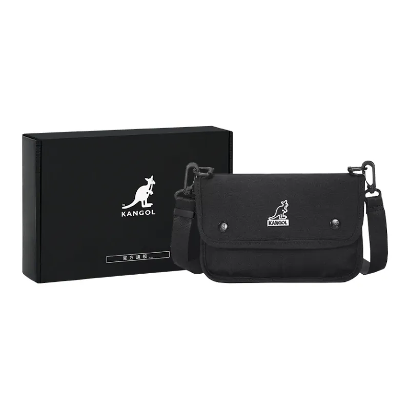 KANGOL Fabric Canvas Bag, Crossbody Bag, Envelope Bag, Shoulder Bag Unisex Black/Ecru-3