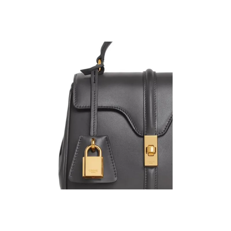 CELINE 16 Satin Calfskin Shoulder Bag Crossbody Bag Handbag Mini Women's Gray-3