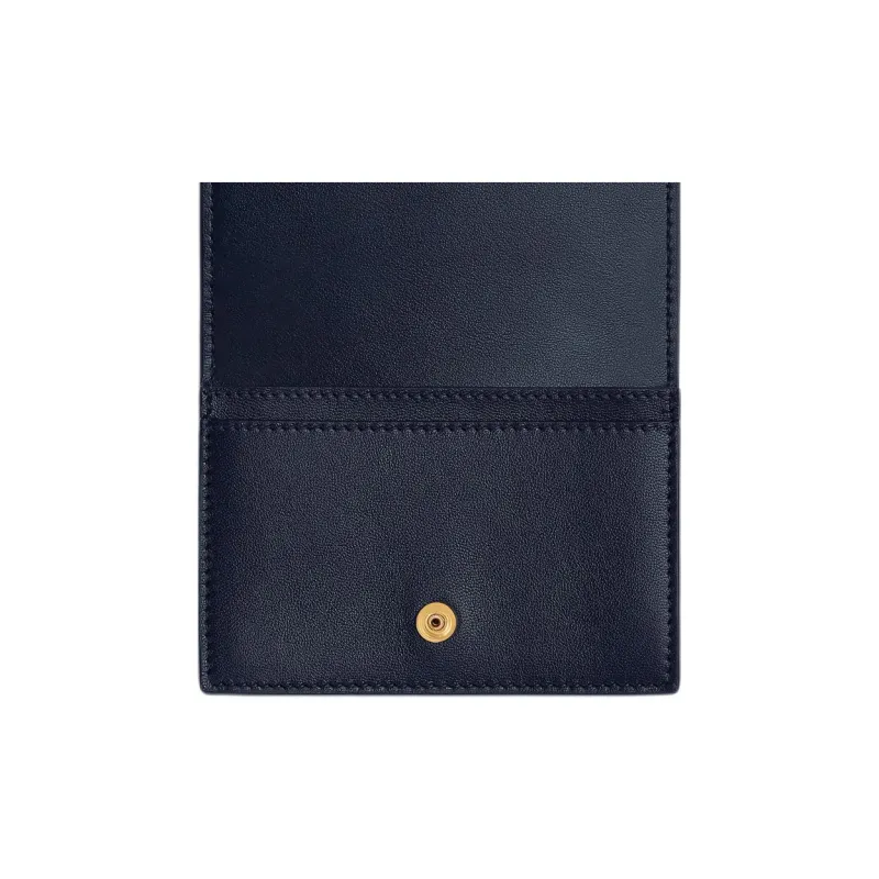 Bottega Veneta Intrecciato Calfskin With Denim Card Holder Women's Deep Abyss With Indigo-4